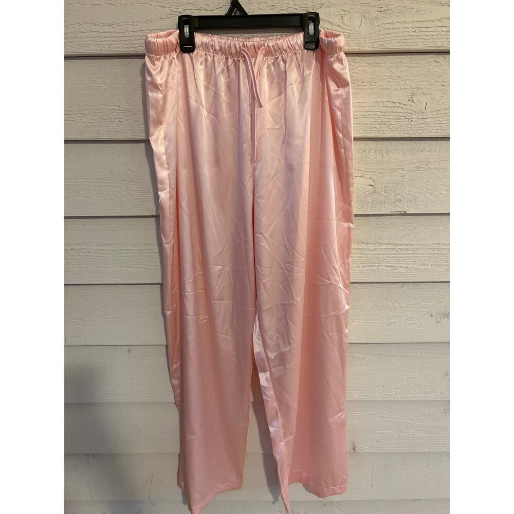 Leisureland Pink Satin Pajama Pants Women’s Size Large Silky Lounge Sleepwear - Picture 2 of 5